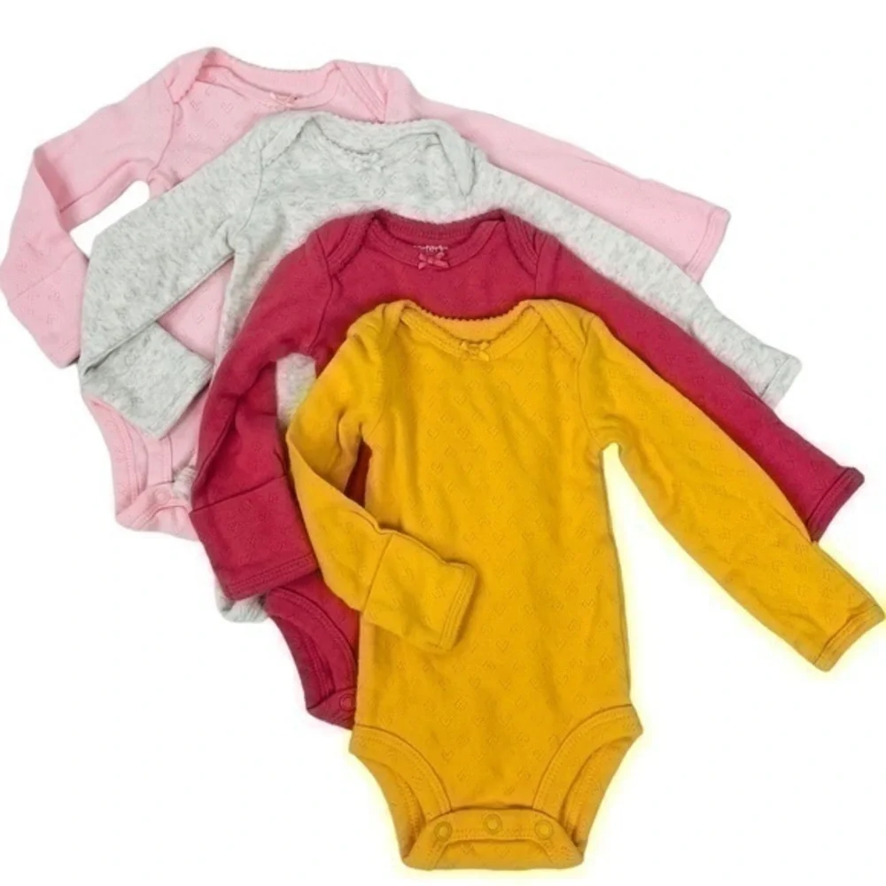 Carter’s Bodysuit Bundle 4 pcs -NWOT | BABY Size NB Newborn | Long Sleeve Shirts